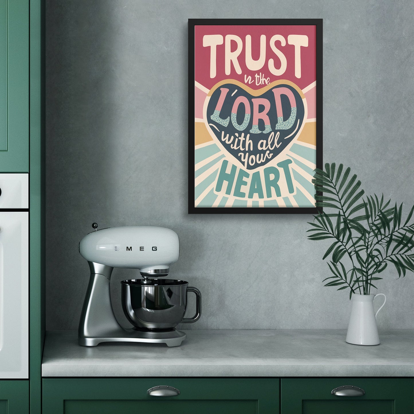 Trust in the Lord with All Your Heart Retro Style Framed Print