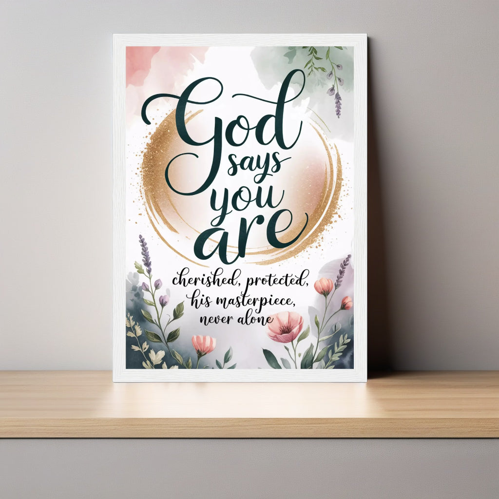 God Says You Are | Christian Watercolor Scripture Wall Art