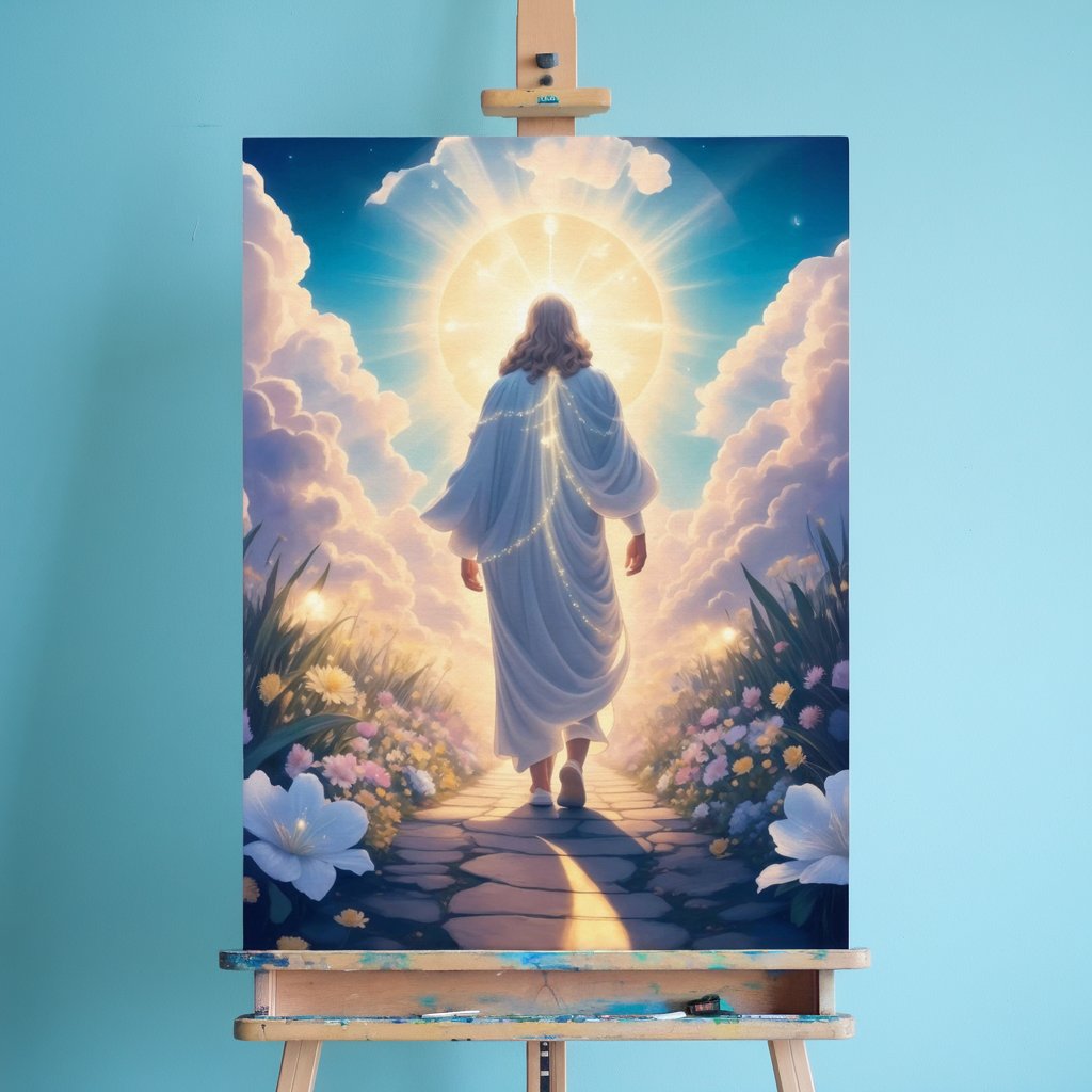 Walking with Jesus | Inspirational Christian Sunset Wall Canva
