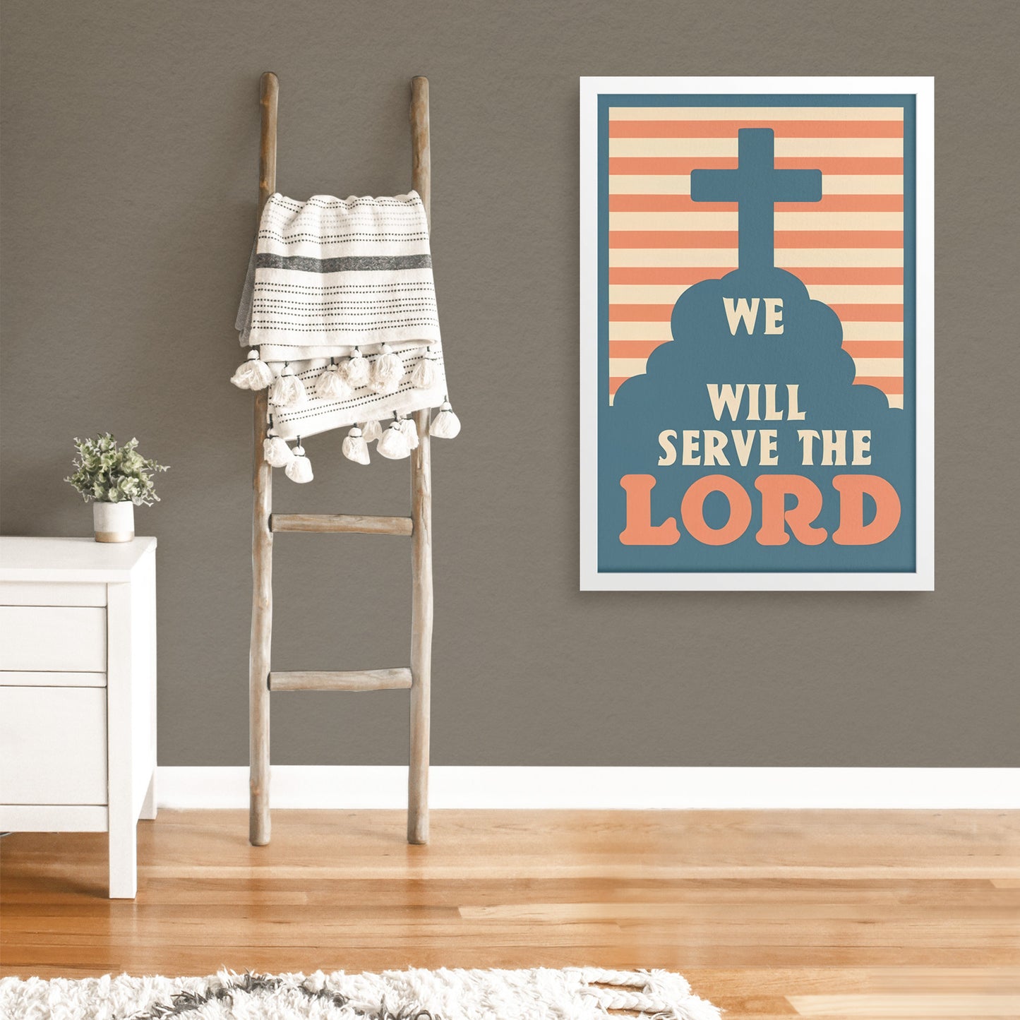 We will Serve The Lord Retro Style Framed Print
