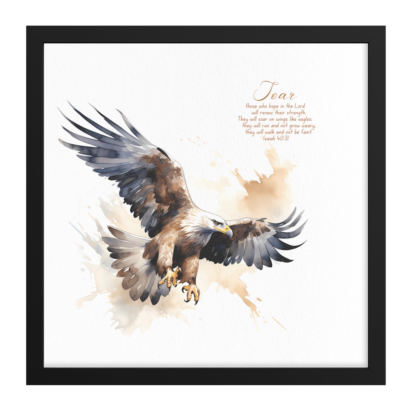 Wings of Faith: Isaiah 40:31 Watercolor Eagle Framed Art Print