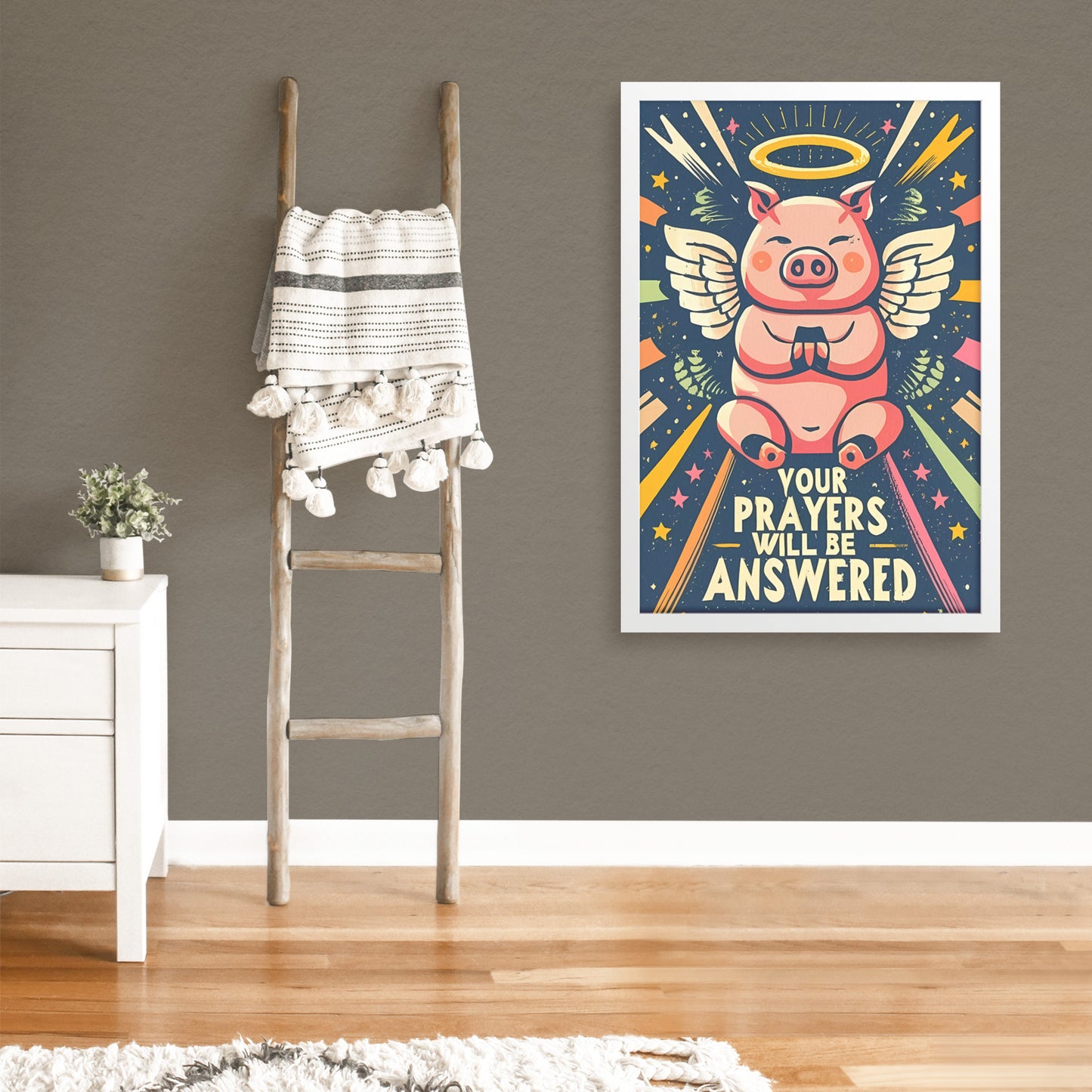 Your Prayers Will Be Answered Angel Piggy Framed Poster