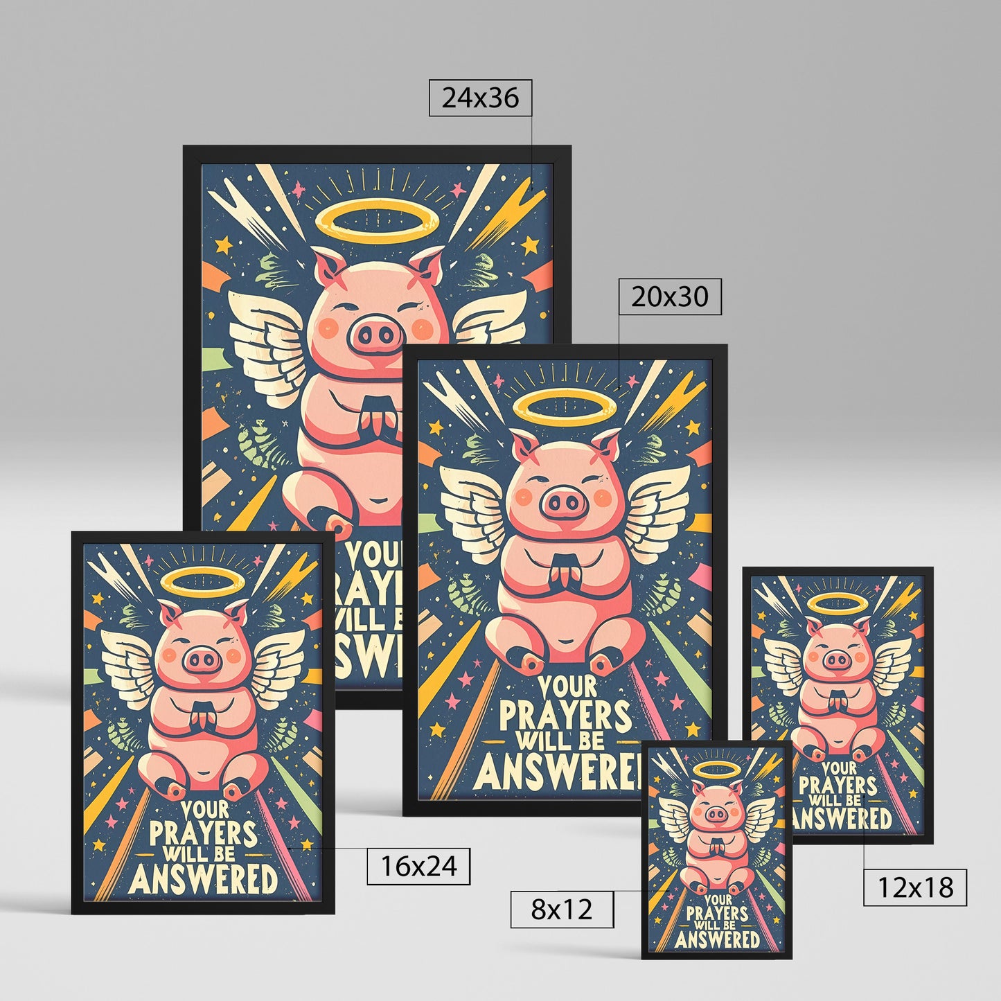 Your Prayers Will Be Answered Angel Piggy Framed Poster