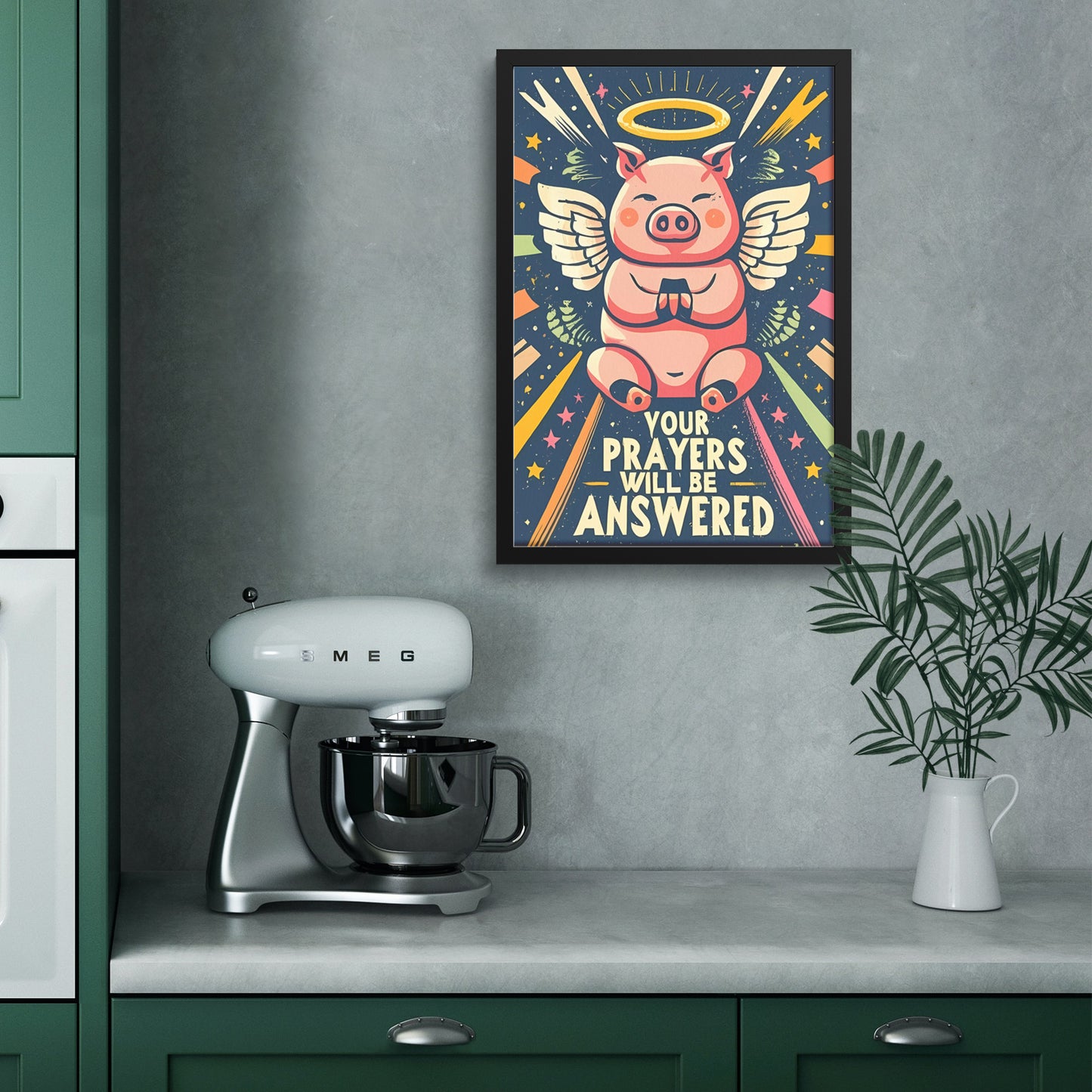 Your Prayers Will Be Answered Angel Piggy Framed Poster