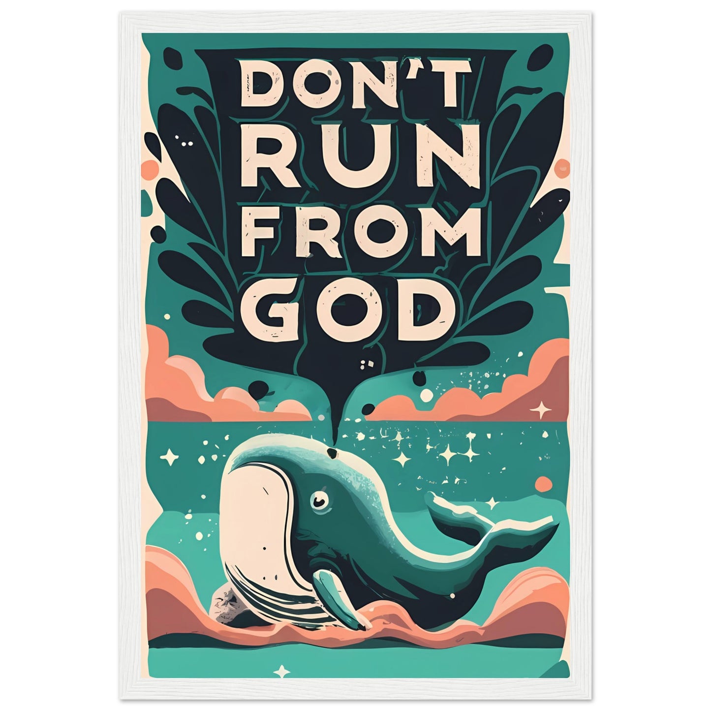 Don't Run from God, Jonah and the Great Fish Framed Poster