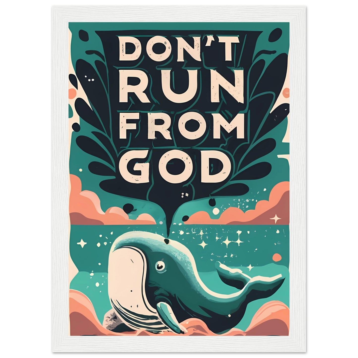 Don't Run from God, Jonah and the Great Fish Framed Poster