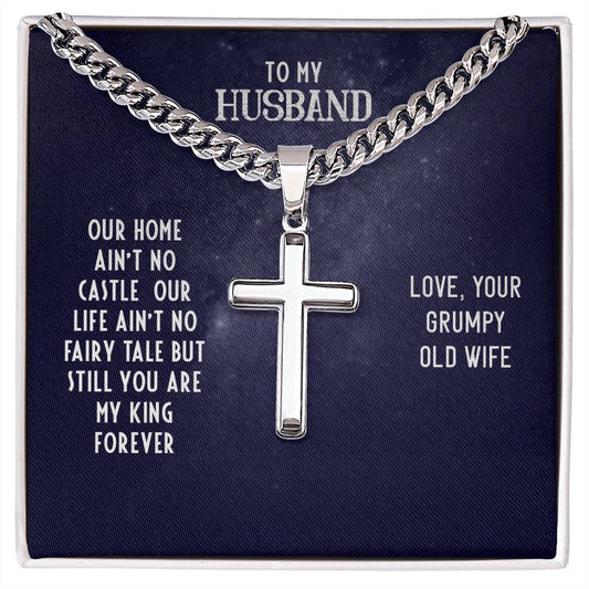 Steel Cross Necklace to Husband