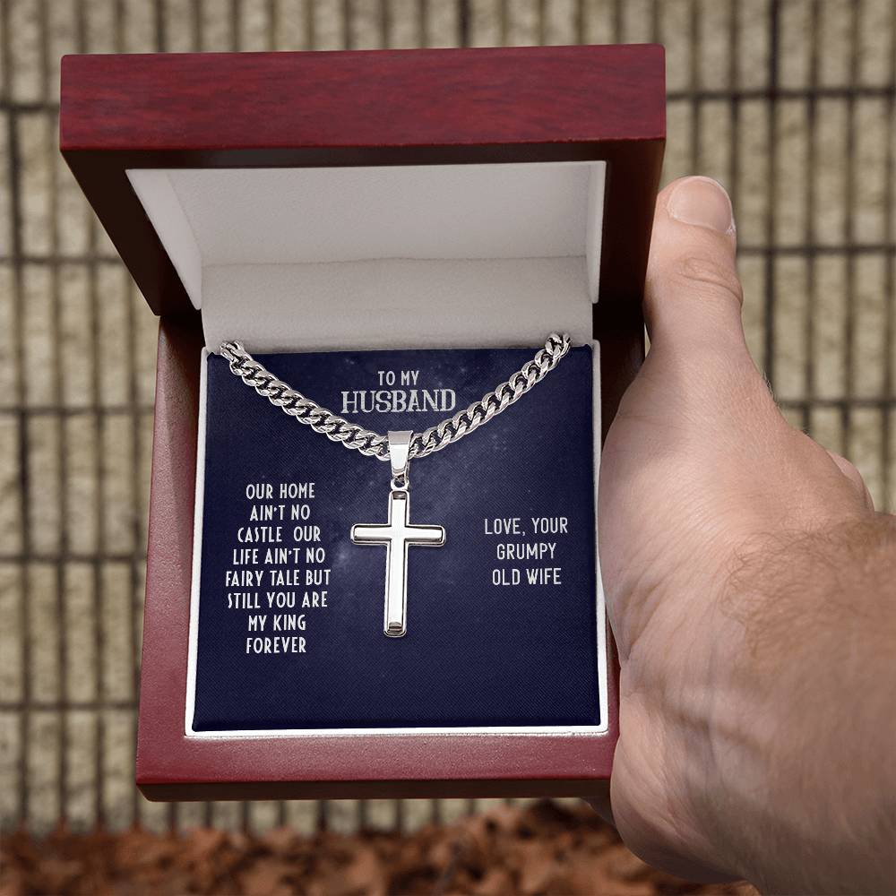 Steel Cross Necklace to Husband