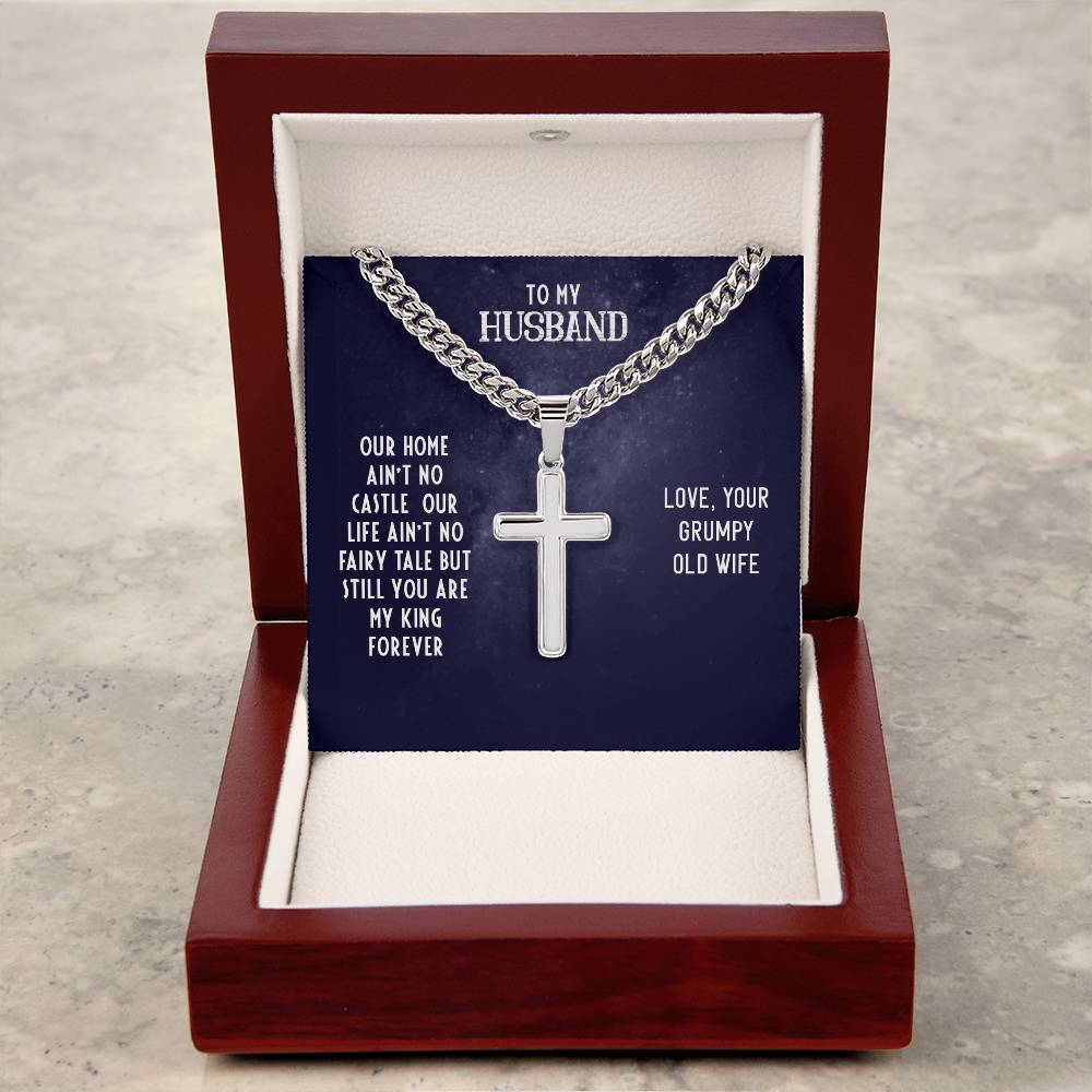 Steel Cross Necklace to Husband