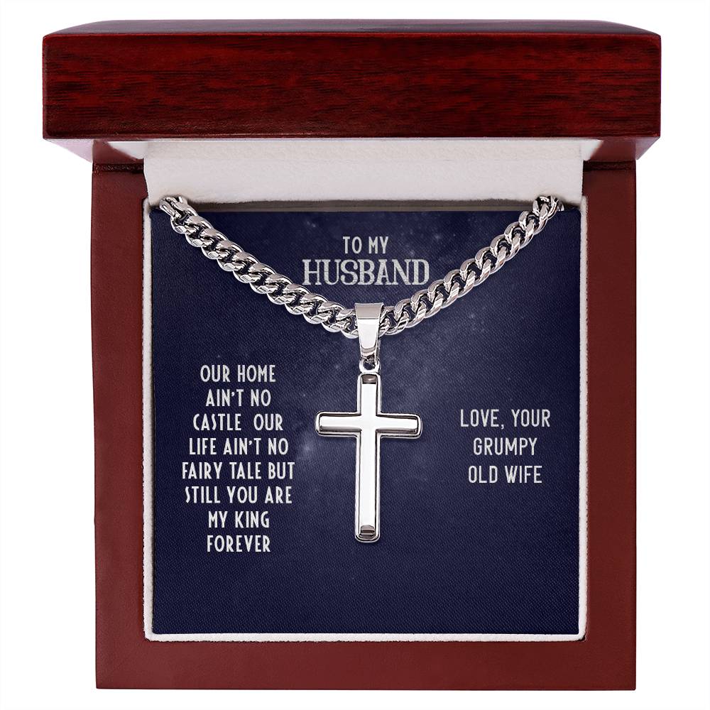 Steel Cross Necklace to Husband