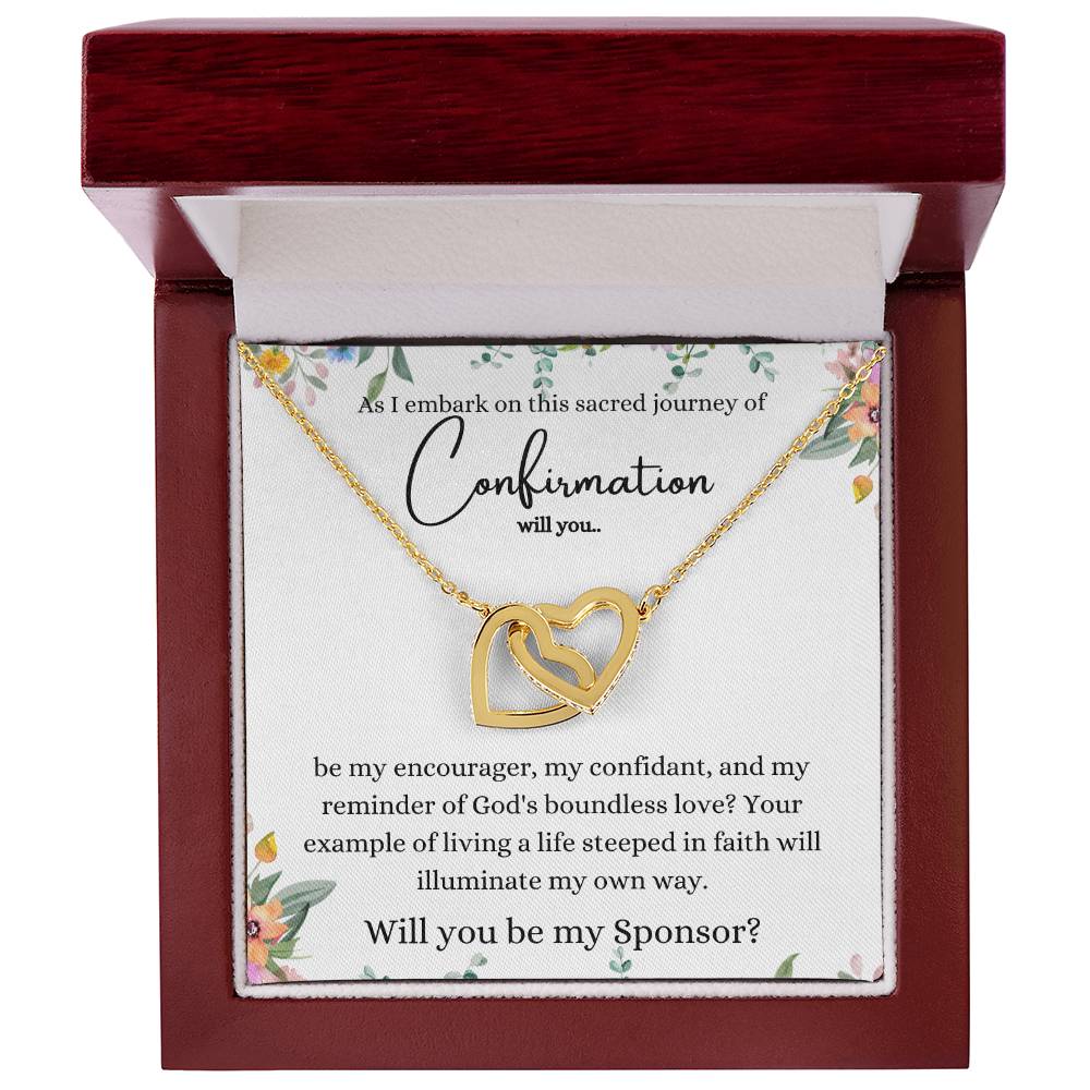 Confirmation Sponsor Gift - Godmother Proposal - Will You Be My Confirmation Sponsor - Interlocking Heart Necklace