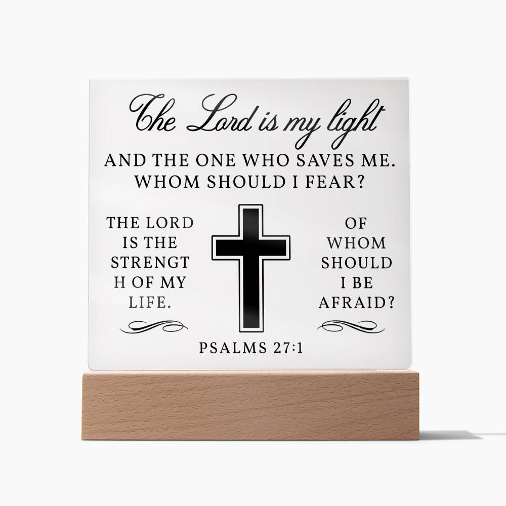 Light and Salvation - Psalm 27:1 Acrylic Square Plaque Nightlight