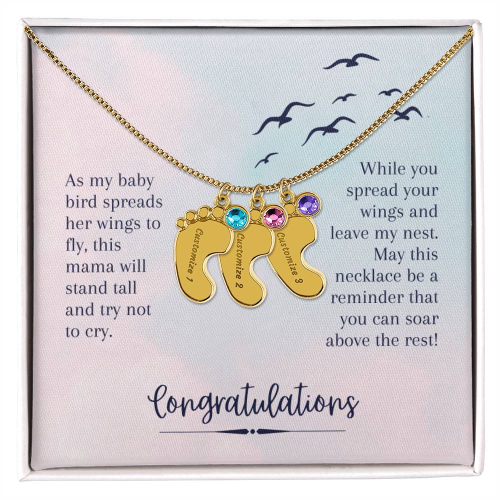 Engraved Baby Feet Necklace to Daughter