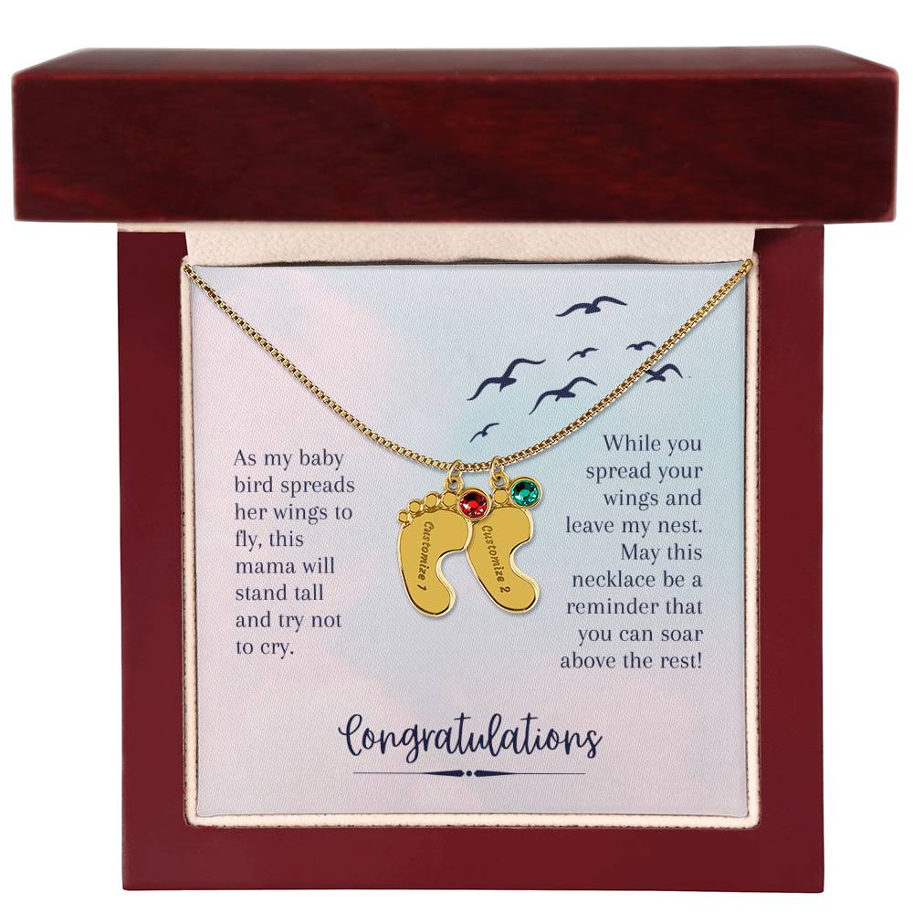 Engraved Baby Feet Necklace to Daughter