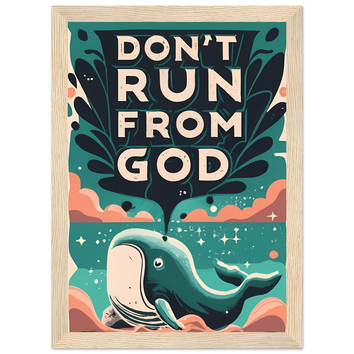 Don't Run from God, Jonah and the Great Fish Framed Poster