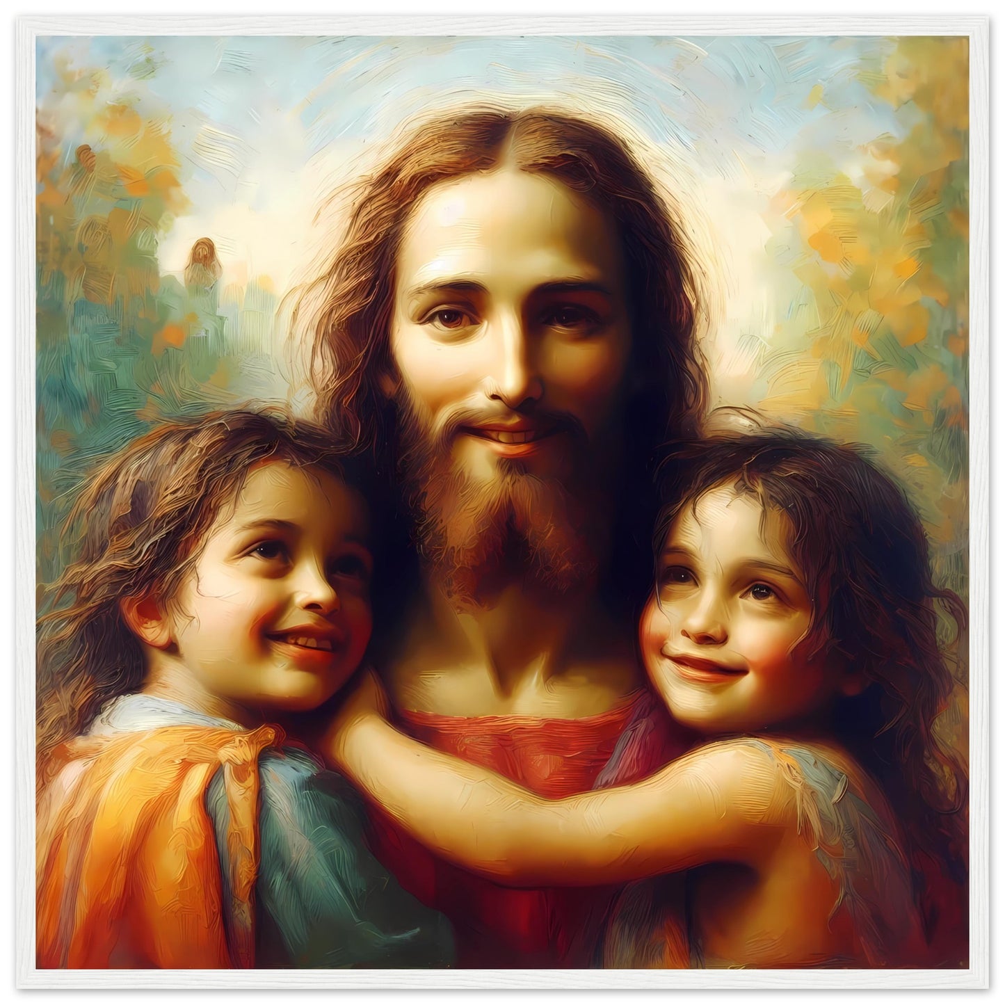 Jesus with Children Oil Painting Framed Print