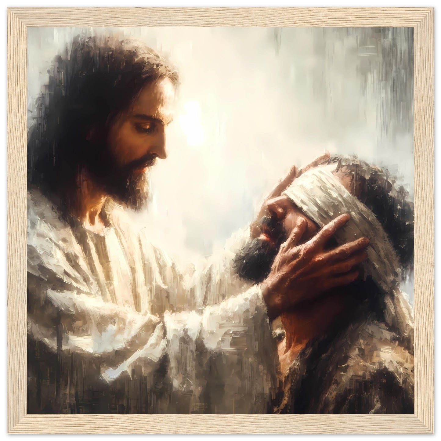 Jesus Healing a Blind Man Oil Painting Framed Print