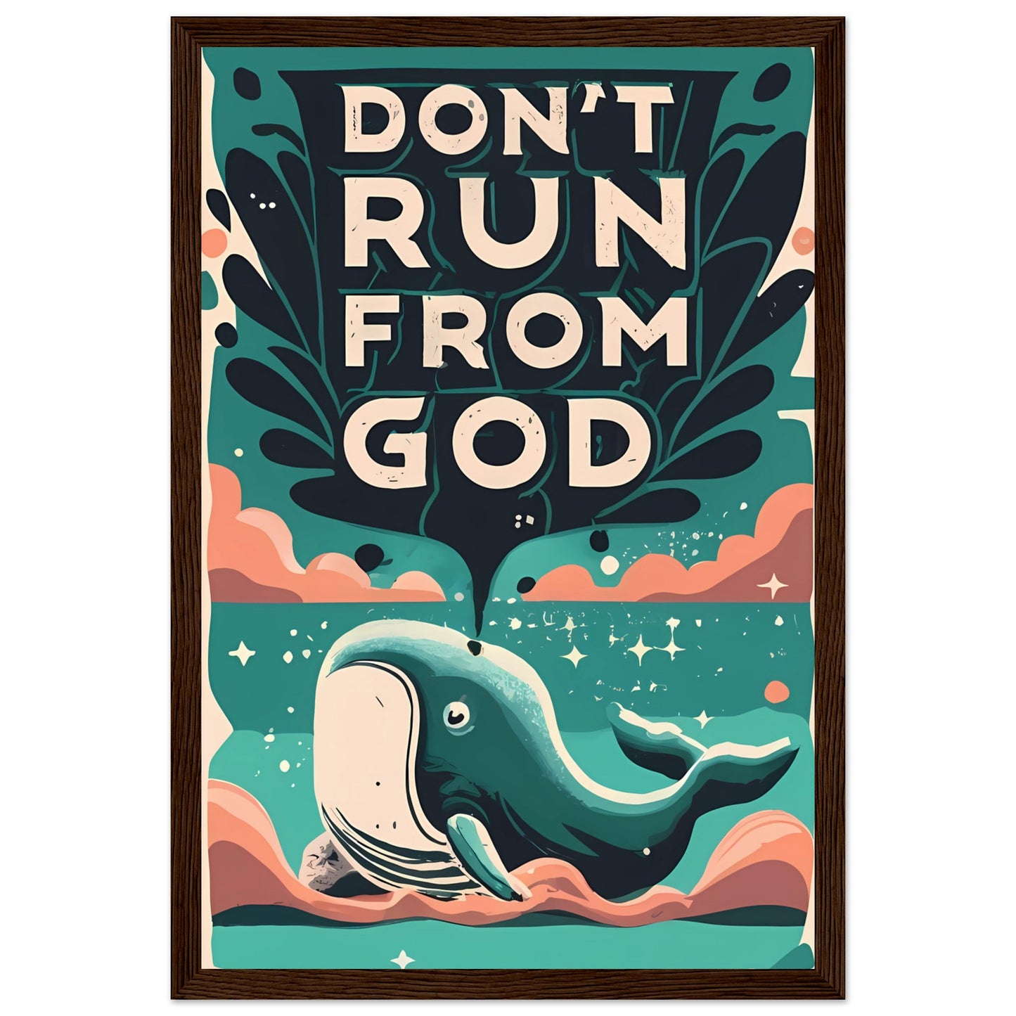 Don't Run from God, Jonah and the Great Fish Framed Poster