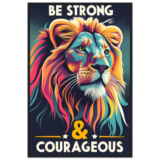 Be Strong & Courageous Majestic Lion Framed Poster