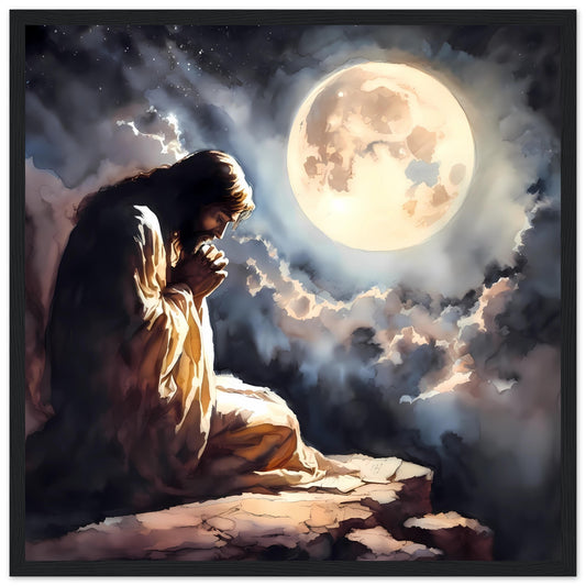 Jesus Praying under the Moon Framed Print
