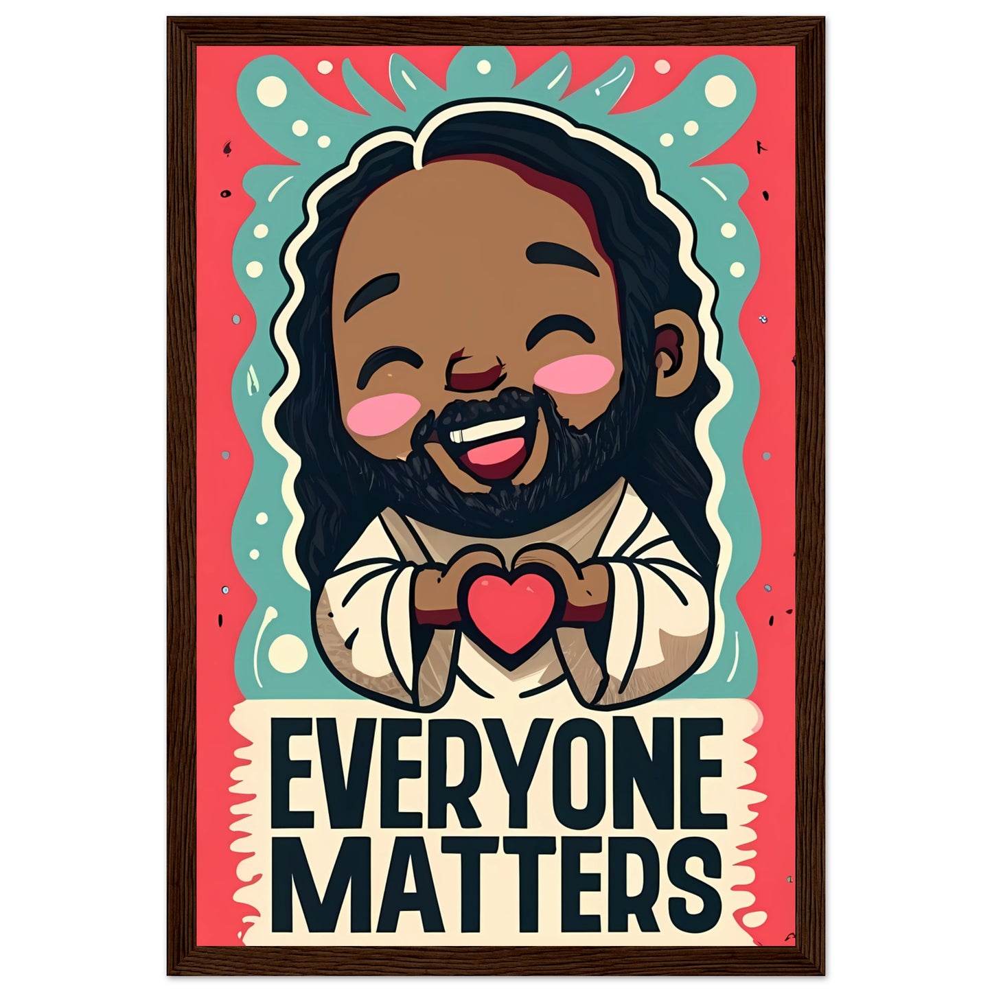 Cartoon Black Jesus Everyone Matters Framed Poster