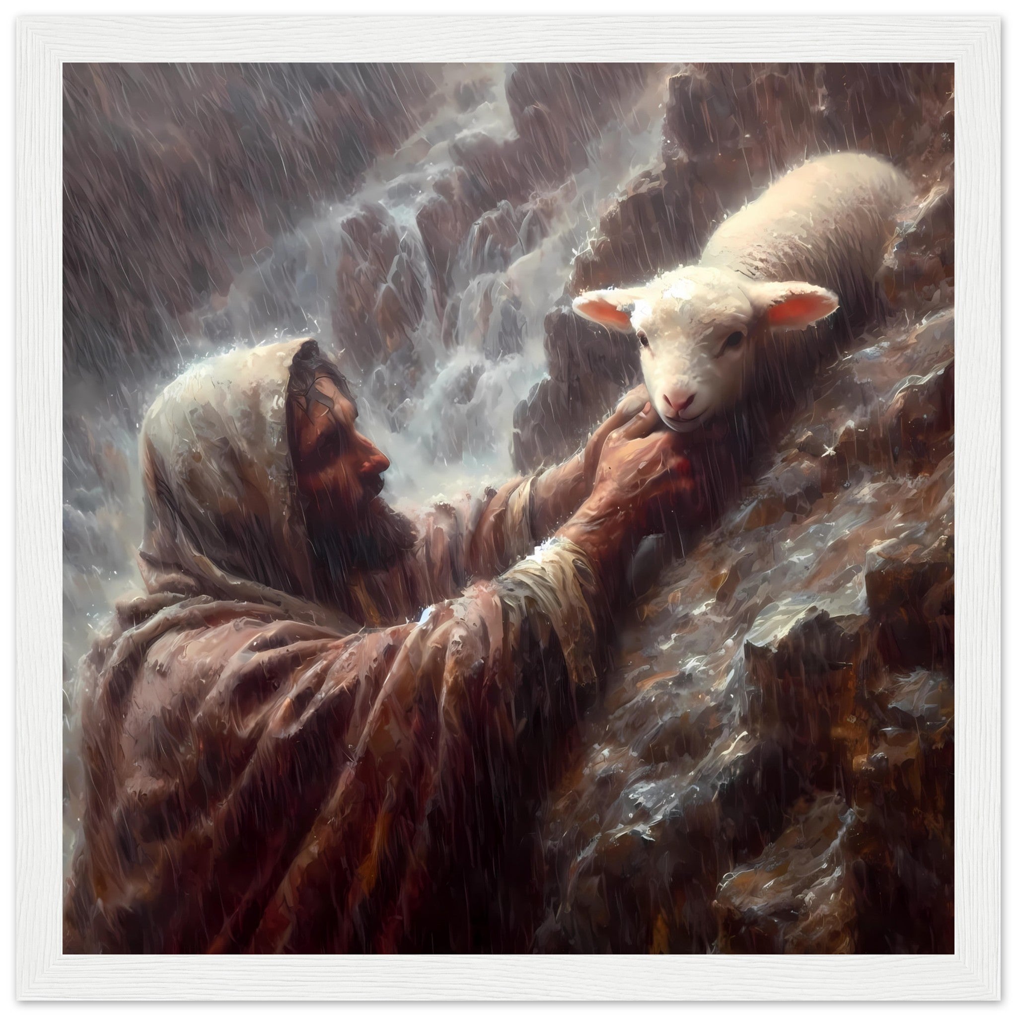 It's alright now, Jesus Recuing a Baby Lamb Framed Print – Lafia Craft