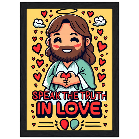 Cartoon Jesus Speak the Truth in Love Framed Poster