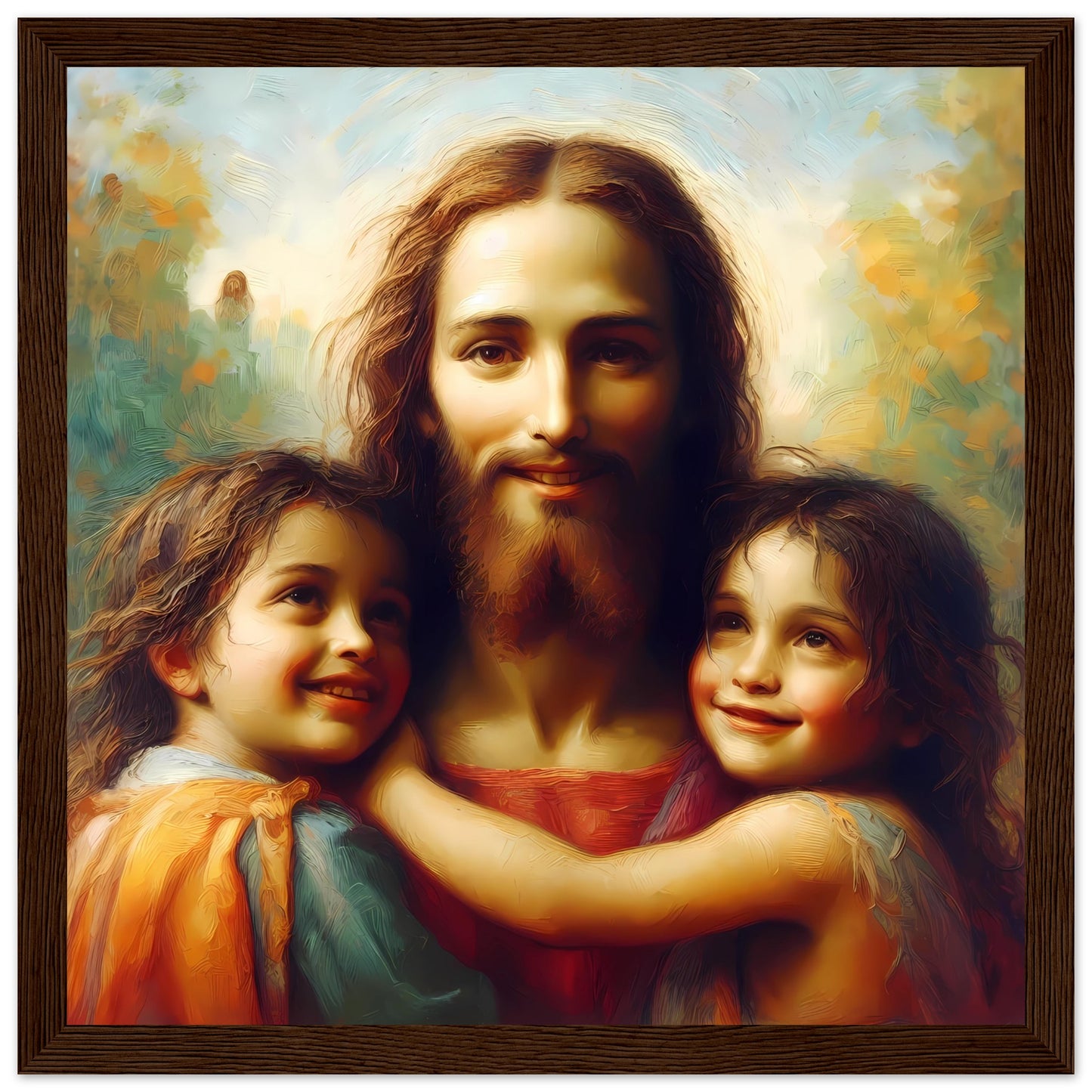 Jesus with Children Oil Painting Framed Print