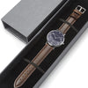 Minimalist Floral Chrysanthemum pattern Watch designed for women, it comes with silver case and brown genuine leather strap and luxury gift box
