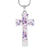 Purple Rose Garden Cross Necklace Pendant