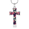 Dark Rose Garden Cross Necklace Pendant