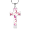 Pink Peony Garden Cross Necklace Pendant